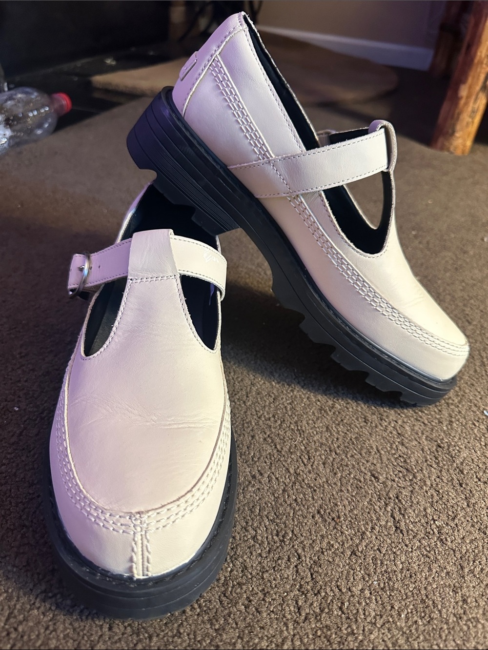 Sorel Cream Mary Jane Platform Clogs with Black Sole